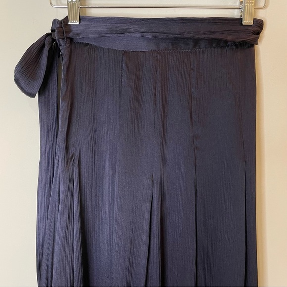 L'Agence Ocean 100% Silk Maxi Skirt High Slit Midnight Blue Small - Picture 11 of 16